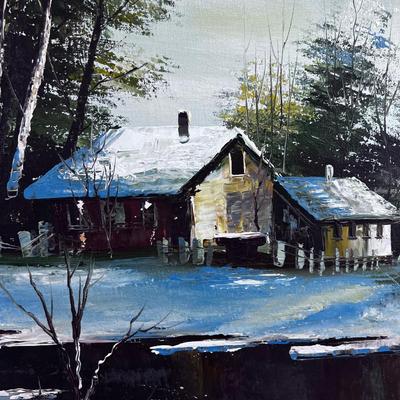 Oil On Canvas, Winter Scene by Peirre (Blue Tones)