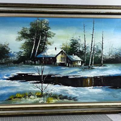Oil On Canvas, Winter Scene by Peirre (Blue Tones)