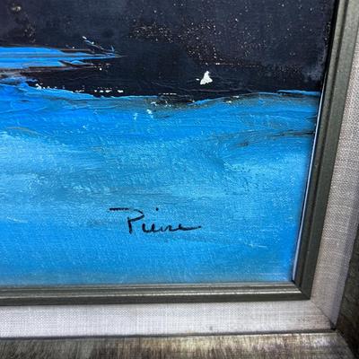 Oil On Canvas, Winter Scene by Peirre (Blue Tones)