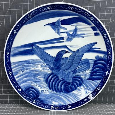 Large 18" Blue & White Chinese Platter