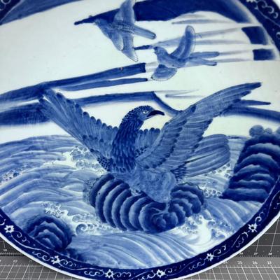 Large 18" Blue & White Chinese Platter