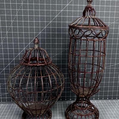 2 Wrought Iron Candle Holders 