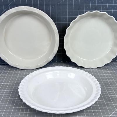 (3) Pie of Quiche Plates, Off White