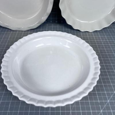 (3) Pie of Quiche Plates, Off White