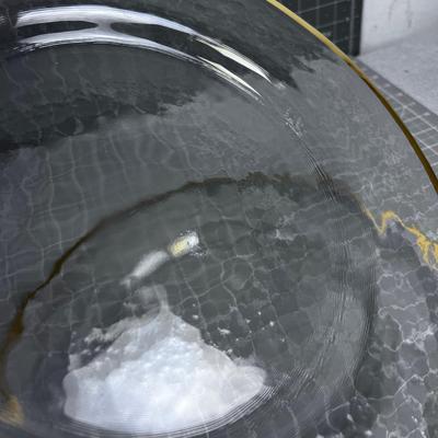 2 Pretty Gold Rimmed Hand Blown Glass Serving Platters