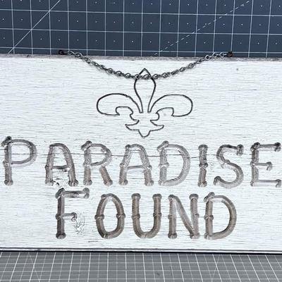 Shabby Chic "Paradise Found" Wood Painted Sign
