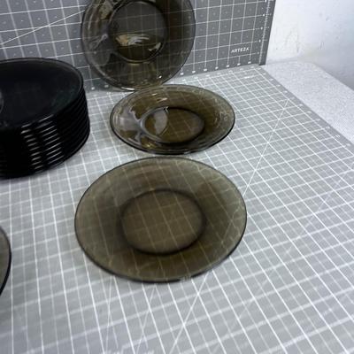Smoked Glass Salad or Dessert Plates (16) 