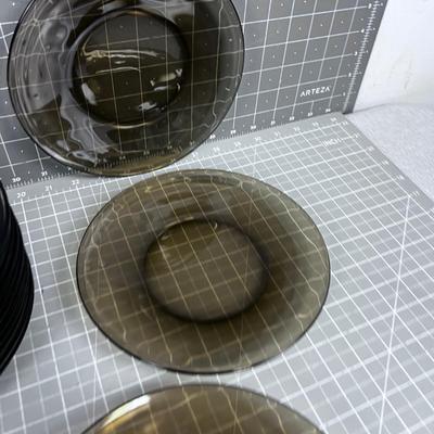 Smoked Glass Salad or Dessert Plates (16) 