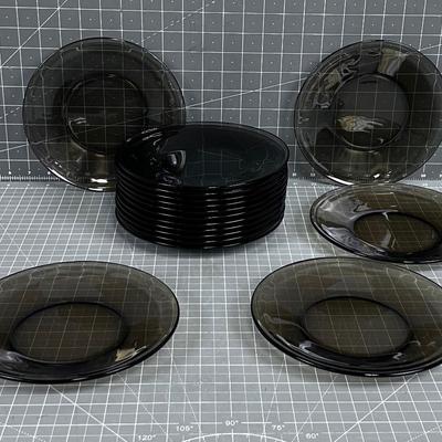 Smoked Glass Salad or Dessert Plates (16) 
