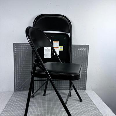 2 Like New Black FOLDING Metal Chair