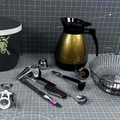 Bar Ware,  Coffee Pot, Utensils - VINTAGE