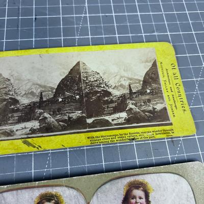 Antique Stereo View Cards (7) Various Scenes 