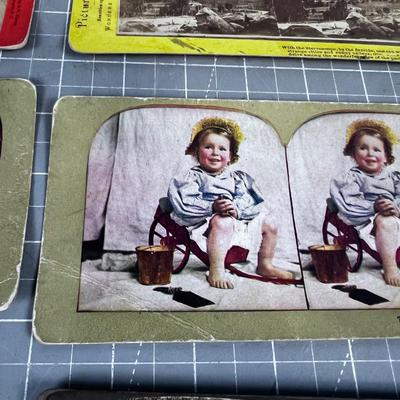 Antique Stereo View Cards (7) Various Scenes 