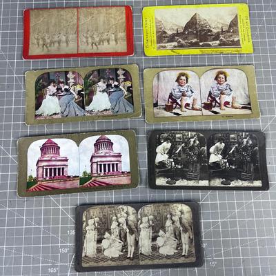 Antique Stereo View Cards (7) Various Scenes 