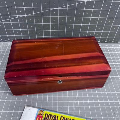 Little Cedar Chest, Jewelry Box Size with Old Bottle Label COOL!