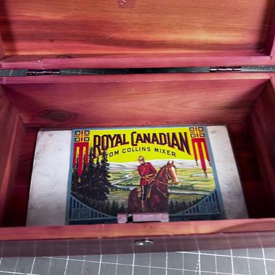 Little Cedar Chest, Jewelry Box Size with Old Bottle Label COOL!