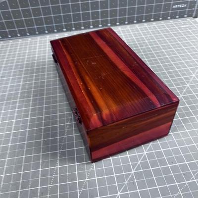 Little Cedar Chest, Jewelry Box Size with Old Bottle Label COOL!