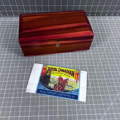 Little Cedar Chest, Jewelry Box Size with Old Bottle Label COOL!