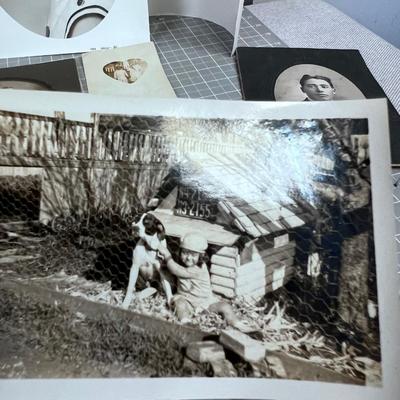 Antique and Vintage PHOTO lot, including "In the Dog House with Spot" (also ORIGINAL)  