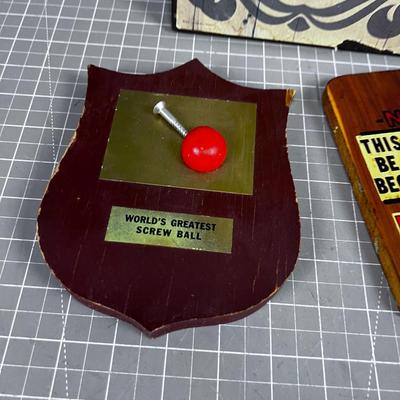 Kitschy Wood Wall Plaques 