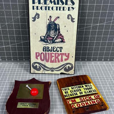 Kitschy Wood Wall Plaques 