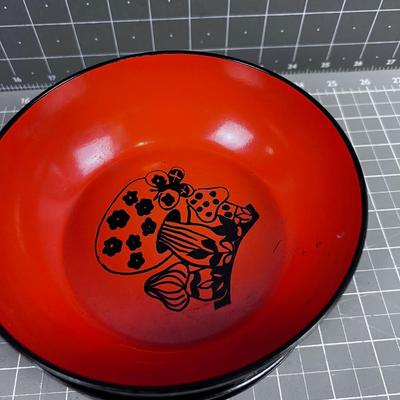 (4) Orange Plastic Composition Psychedelic 70's Bowls 