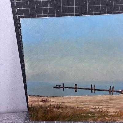 Idaho artist Carl Funseth, Lake Scene, oil on Canvas 