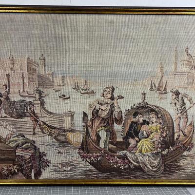 Vintage Framed Tapestry of Venice Italy