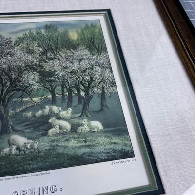 Currier & Ives Spring  Prints Under Glass 