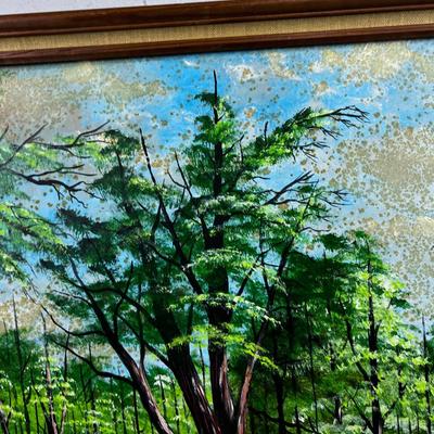 T.W. Omera 1973 Acrylic on Board, Blue Swamp 