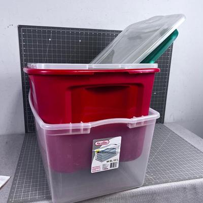 3 -  Tubs - 2 Clear and a Christmas 