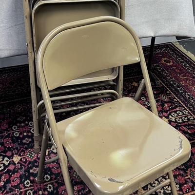 (4) Metal Tan FOLDING Chairs