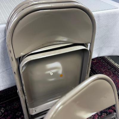 (4) Metal Tan FOLDING Chairs