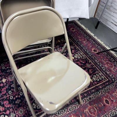 (4) Metal Tan FOLDING Chairs