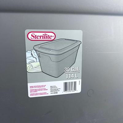 2 Grey Sterilite Tubs with lids. 