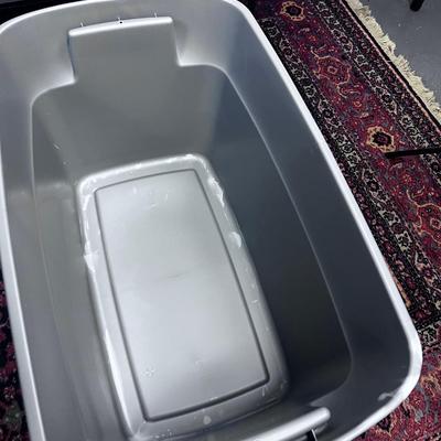 2 Grey Sterilite Tubs with lids. 