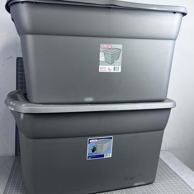 2 Grey Sterilite Tubs with lids. 