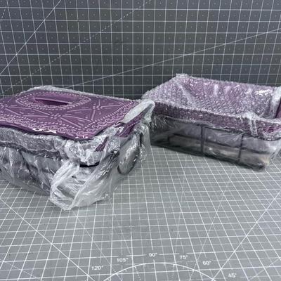 Solid Lavender NEW Temptation Oven to Table. Rectangle -With Cradle and lid! 