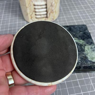 Marble Coasters (2) Sets Green & Tan 