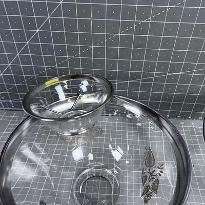 Silver Rimmed bowl with Chip & Dip Bowl MATCHING!!! 