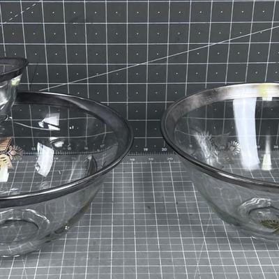 Silver Rimmed bowl with Chip & Dip Bowl MATCHING!!! 