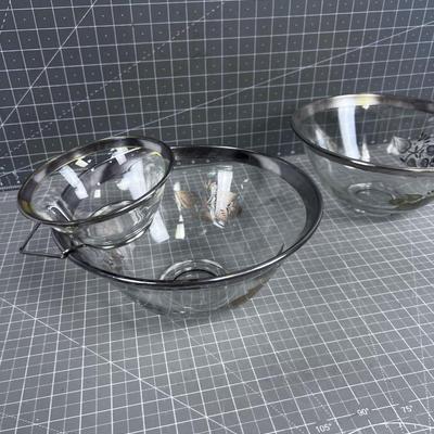 Silver Rimmed bowl with Chip & Dip Bowl MATCHING!!! 