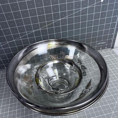Silver Rimmed bowl with Chip & Dip Bowl MATCHING!!! 