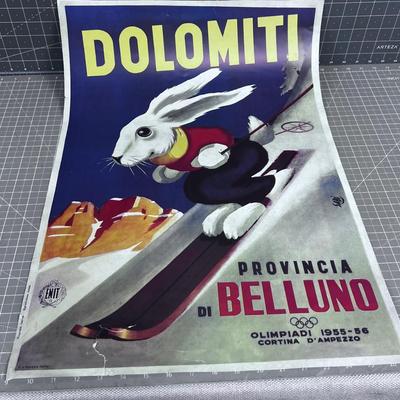 Reproduction SKI Poster DOLOMIT, French  
