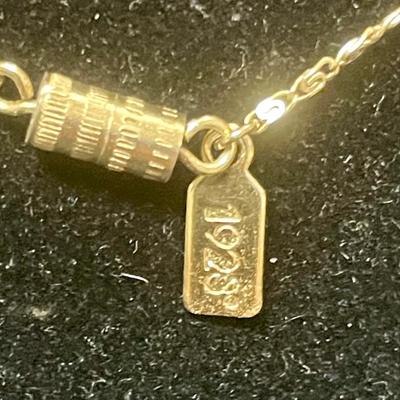 1928 Gold Tone Necklace with Clear Pendant w/Faux Diamond