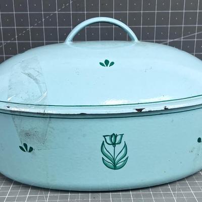 Extra Large Enamel ROASTER Seafoam Color