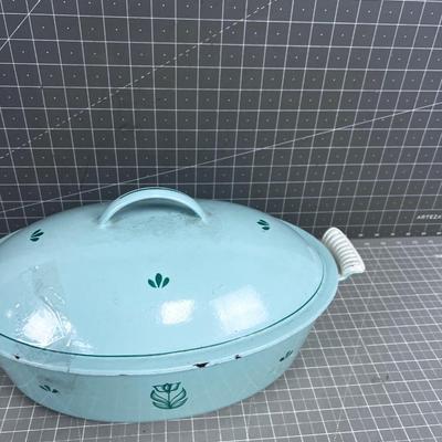 Extra Large Enamel ROASTER Seafoam Color