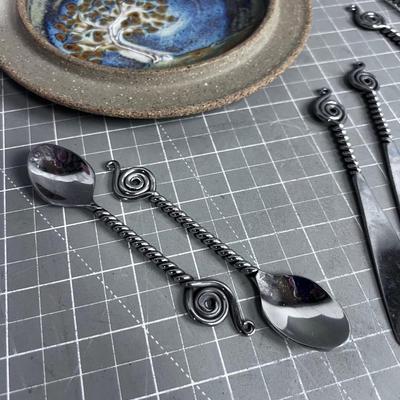 Neat little Forks, Spoons and Knives with Tree of Life Plate 