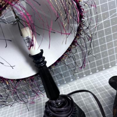 Small Table Lamp and Pair Wall Pockets 