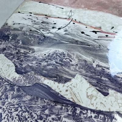 Abstract Water Color Original ART by Valente (signed) NO FRAME in Plastic Cover